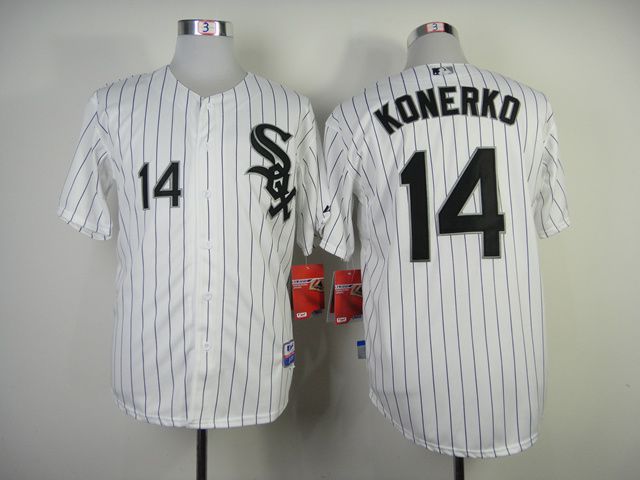 Men Chicago White Sox 14 Konerko White black MLB Jerseys